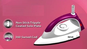 Reve Hierro seco de 1000 vatios Recubrimiento antiadherente de peso pesado Calidad Premium Eléctrico Blanco Rojo para uso doméstico Tasa razonable - Product Image 3