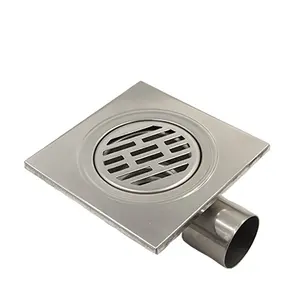 GUIDA 731050 Stainless Steel 201 150*150mm Outdoor Square Shower Floor Drain with 50mm Horizontal Outlet