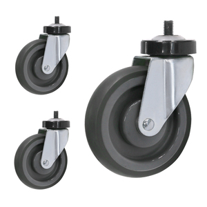 5 Zoll graues TPR-Rad Trolley Cart <span class=keywords><strong>Caster</strong></span> Schwenkbarer Gewindes tiel mit Total Brake Shopping Trolley Platform Cart Casters <span class=keywords><strong>Wheel</strong></span> - Product Image 6