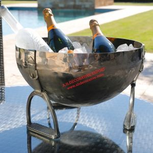 High Quality Metal Round Champagne <b>Beverage</b> Bowl with Footed Stands with Customized Logo Accept Wine Cooler <b>Beverage</b> <b>Tub</b> - Product Image 2