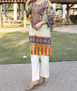 Vestido de Algodón de Alta Calidad con Estampado Digital en Seda, Viscosa, Lino y Rayón, Kurti Informal para Mujer, Diseño 2021 - Product Image 3