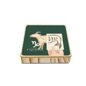 Graphic Square Mirror Wooden Phone Stand Capricorn Star Sign Horoscope Cell Phone Support Handmade OEM ODM - Product Image 1
