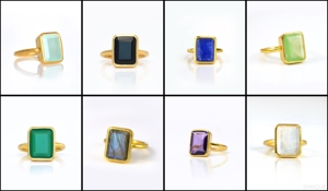 Trendy Unisex Purple Amethyst Rectangle Shape Bezel Set Gold Vermeil Gemstone <b>Ring</b> for Engagement Wedding & Anniversary Parties - Product Image 3