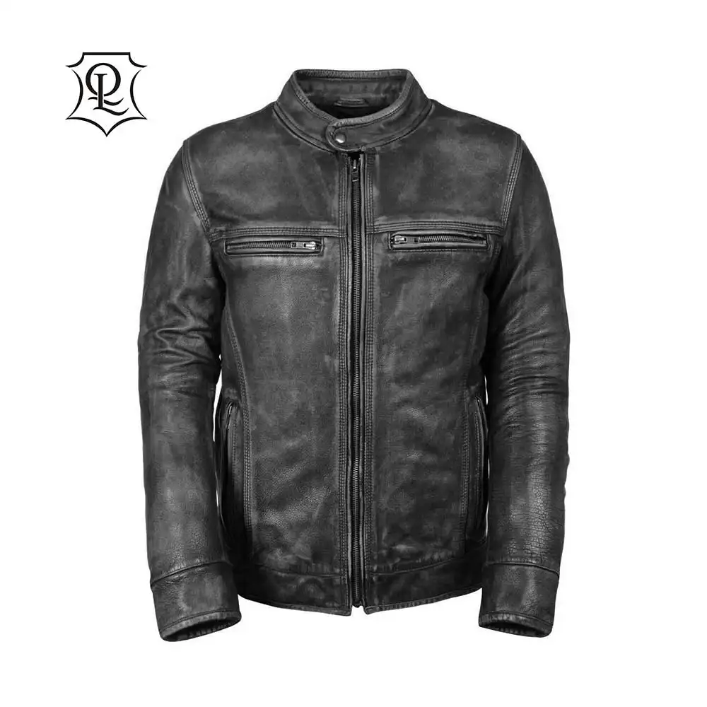 Leather Jacket Motorcycle for men Oversize Shape Black Clothing Casual Waterproof Cotton OEM Customized