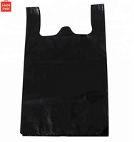 Échantillon gratuit hdpe logo imprimé personnalisé noir t-shirt sac en plastique