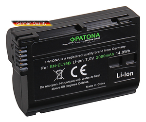 Baterai Premium PATONA untuk Nikon EN-EL 15, 1 V1, D7000: 2000MAh: 7V: 14 Wh