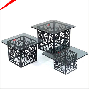 Stainless Steel Glass and Metal Royal Silver and Black Wedding Food Display Stand Set Dessert Display Stand - Product Image 5
