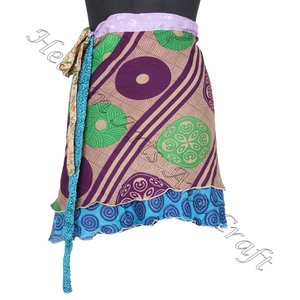 ผู้ผลิตและส่งออกของผู้หญิงสวมอินเดียไหมส่าหรีเมจิกห่อกระโปรงมินิ - Product Image 5