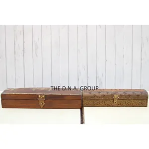 Деревянная латунная регулируемая коробка, старинная деревянная латунная коробка, старый уникальный дизайн, деревянная коробка, набор из 2 шт.