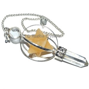 Pendule crayon Aventurine Merkaba jaune, forme étoile, Aventurine Merkaba, 10 pièces/lot - Product Image 1