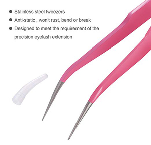 Stainless Steel Lash Tweezers <b>Set</b> Straight and Curved Tip Eyelash Extensions <b>Tools</b> - Product Image 3