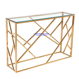 Fabricant de Table de Console en or avec plateau en marbre blanc, Base en métal doré fait à la main et Table de Console supérieure en marbre - Product Image 6