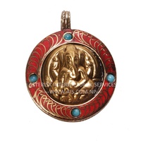 Collier rituel ethnique traditionnel en laiton serti de pierres, avec pendentif religieux de la divinité hindoue porteuse de bonheur Ganesh, cadeau pour femme