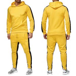 2025 venta al por mayor trajes para correr al aire libre para todas las estaciones con rayas laterales elegantes de talla grande sudaderas con capucha y pantalones de chándal para hombres - Product Image 2
