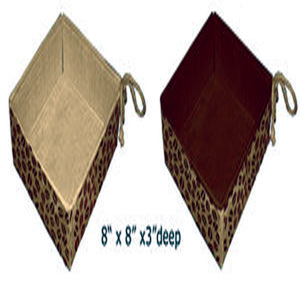 Panier de rangement carré en tissu 100 % polyester écologique avec poignées imprimé léopard pour la décoration intérieure, plateau d'organisation polyvalent - Product Image 4