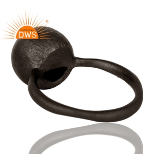 Anillo oxidado negro para niñas, joyería de moda, venta al por mayor, con cepillo terminado, joyería de plata de ley sólida - Product Image 3