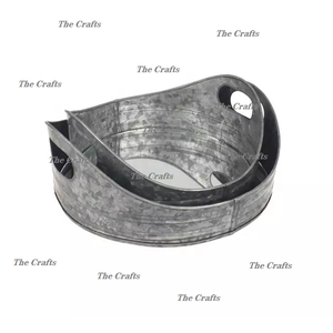Ensemble de 3 plateaux de service pour collations galvanisés et en fer de différentes tailles pour accessoires de table - Product Image 6