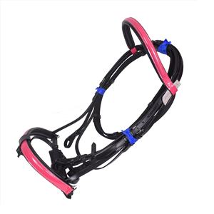 Manufacturer's Patent Pink Western Leather <b>Bridle</b> with Colorful Brow Band for Saddles - Product Image 1