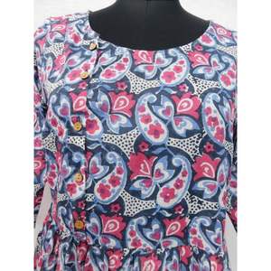 Dernière robe tunique en coton à imprimé floral Robe de fête d'été indienne pour femmes Long Kurti avec méthode de tissage tissé Cadeau d'été - Product Image 2