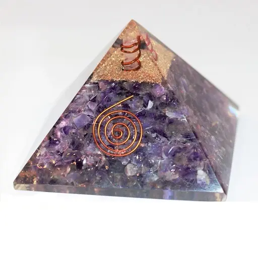 Ametista pirâmide orgônio | pirâmide orgenita cura | produtos espirituais cristal de meditação chakra
