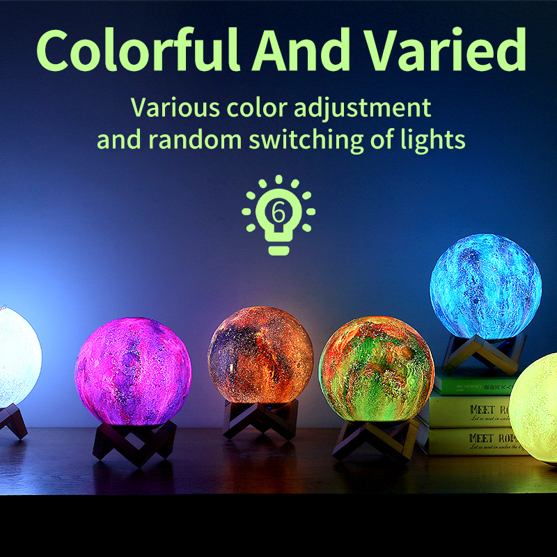 カラフルなRGB LEDライト付きムーンランプスピーカー、Bluetooth対応