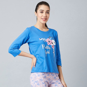 2024 nuevo estilo de manga larga de verano de algodón cintura elástica conjunto de pijamas de mujer de talla grande ropa de dormir de punto uso en el hogar al aire libre - Product Image 1