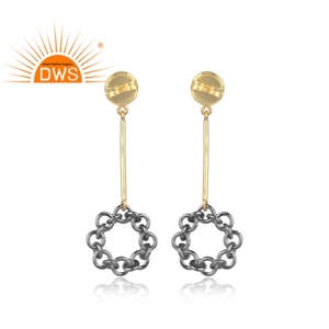 Conjunto de perlas de joyería de latón hecho a mano, pendientes étnicos de gota larga hechos a mano de oro de latón - Product Image 3