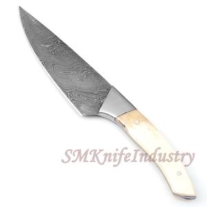 Custom Hand-Made Modern Damascus Steel Chef <b>Knife</b> Set with Camel Bone Handle Grip & Leather Sheath Cover for <b>Kitchen</b> Use - Product Image 4