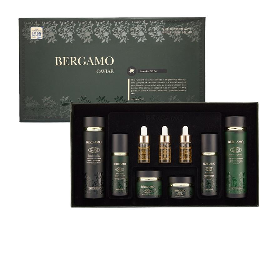 Bergamo Caviar Skin Care Set - 9PCS Luxurious Korean Moisturizing