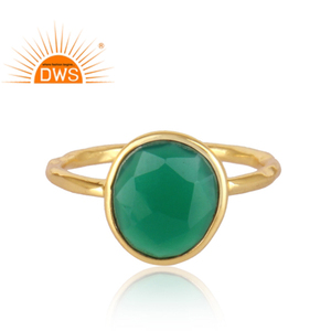 Talpe Onyx Vert Bague en Pierre Précieuse Plaqué Or Jaune 14k Argent 925 Bague Empilable Bijouterie Collection Classique - Product Image 2