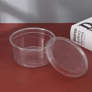 Cuenco de plástico transparente personalizado para ensalada, caja de embalaje para mascotas para fruta, venta al por mayor, 12 oz
