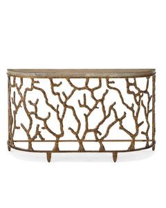 Plateau en marbre blanc pur et unique Table de consoles design en métal doré à base d'or corail Table console décorative au design attrayant - Product Image 5