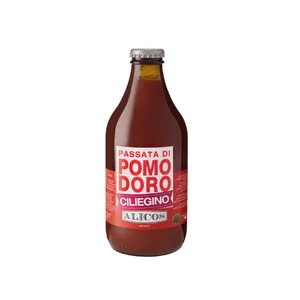 Botella de vidrio lista para comer, 330g, salsa de tomate, cereza fresca para condimentos, hecha en Italia