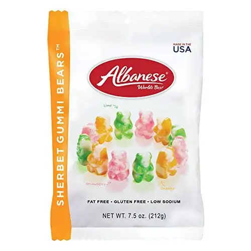 Albanese Gummi Bears 모듬 셔벗 캔디 7.5 온스 (1 가방)