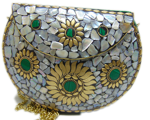 Retro Geometric Mosaic Color Shell Evening <b>Bag</b> Woman Lowellcraft.com FLAP Shape From Delhi - Product Image 1