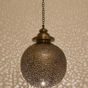 Lámpara colgante de techo de boya, luz de araña marroquí, iluminación de latón hecha a mano, luz de techo, L - Product Image 1