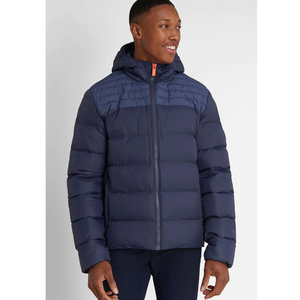 New 2026 <b>Men's</b> Navy Blue Hooded Down Puffer <b>Jacket</b> Windproof Casual <b>Winter</b> Coat Regular Fit Zipper Closure Solid Color - Product Image 3