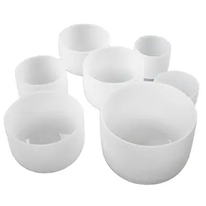 Set di campane tibetane 6-12 pollici 440hz un set di 7 crogioli di quarzo cristallo da meditazione smerigliato bianco e campane tibetane in cristallo