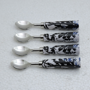 High Quality Round Shape Handle Made by Resin & Aluminum & Stainless Steel Tea Spoon 4 Pcs Set Eco Friendly Best selling - Product Image 4
