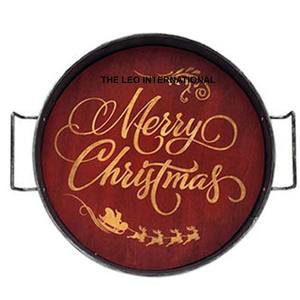 Plateau de service rond de Noël en fer forgé, élégant et luxueux, antirouille, haut de gamme, pour la décoration intérieure - Product Image 2