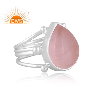 Handmade Design Fine Sterling Silver Natural Rose Quartz Gemstone <b>Statement</b> <b>Ring</b> Jewelry Manufacturer - Product Image 3