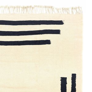 Albertina Luxury Marocain Boho 3D Tapis technique jacquard en laine nouée à la main Noir Beige Coton pour le salon et la salle de bain - Product Image 5