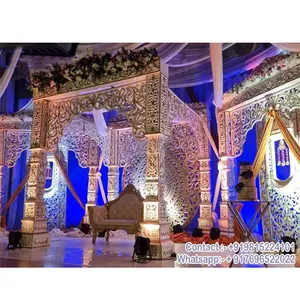 ชุดตกแต่ง Grand Jodha Mandap สำหรับงานแต่งงานของชาวฮินดู USA,ชุดตกแต่งธีมบอลลีวูดสีขาว Mandap เคนยาในเอเชียงานแต่งงาน