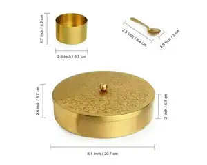 Caja de latón para Masala de decoración del hogar, alta calidad, fabricante, 8 pulgadas de diámetro