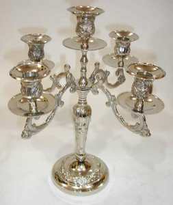Decorative 5 <b>Light</b> Candelabra Metal Nickel Plated Crystal <b>T</b>-<b>Light</b> Holder Candelabra with Flower Bowl Luxuries Wedding Candelabra - Product Image 4