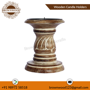 Bougeoir de luxe en bois sculpté à la main pour la décoration de mariage de Noël Bougeoir exclusif en bois de manguier Vente en gros d'usine - Product Image 5