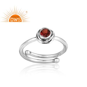 Bague de mariage en pierre précieuse grenat rouge, argent Sterling 925, ajustable, gros bijoux - Product Image 2