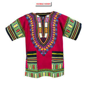 เสื้อดาชิกิแอฟริกันสีแดง น้ำหนักเบา ระบายอากาศได้ดี ผลิตจากผ้าฝ้ายคุณภาพสูง 100% สำหรับทุกเพศทุกวัย จาก CRAFTSHUB ในราคาโรงงาน - Product Image 1