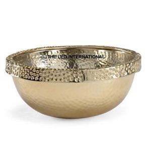 Bol rond en métal aluminium plaqué or Texture martelée Style fantaisie Bol décoratif moderne pour la maison - Product Image 1