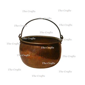 Copper Round Shape Coal <b>Basket</b> With Handle Highest Quality Coal Storage <b>Basket</b> For <b>Fire</b> Pit Accessories - Product Image 1